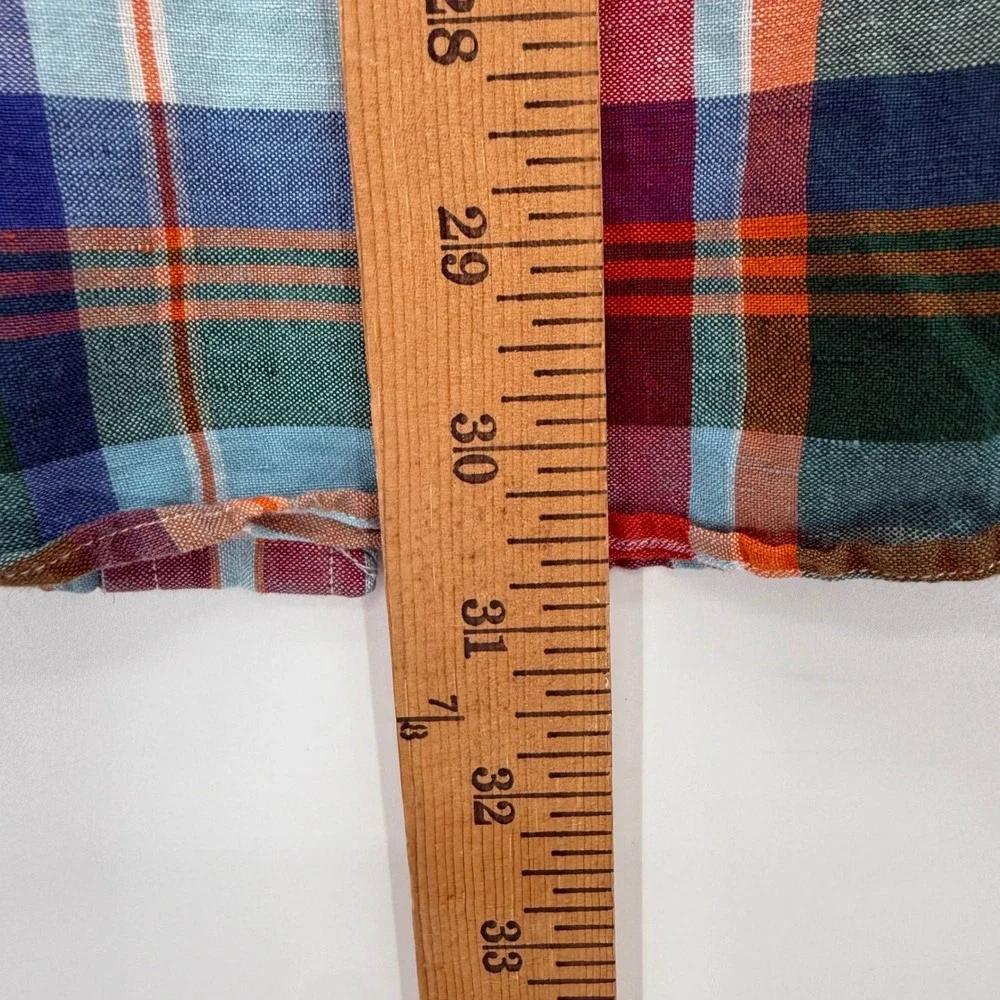Polo Ralph Lauren Button Down Mens S Multicolor Plaid Linen Silk Blend Shirt